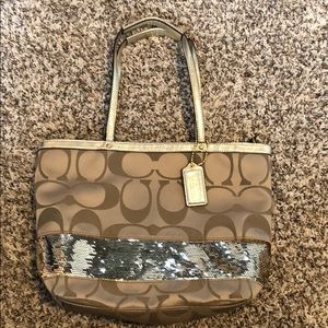 Gold and Sequin Coach Purse